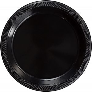 Small black plastic plates